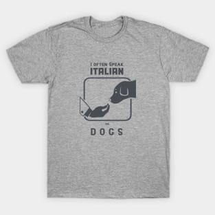 Funny Italian hand gesture and a dog, dark ink T-Shirt